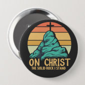Op Christus, de stevige rots die ik sta Ronde Button 4,0 Cm (Voorkant /achterkant)