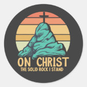Op Christus, de stevige rots die ik sta Ronde Sticker (Voorkant)