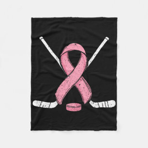 (op Ck) IJshockey Borstkanker Maand Roze Lint Fleece Deken