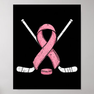 (op Ck) IJshockey Borstkanker Maand Roze Lint Poster