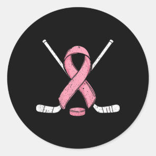 (op Ck) IJshockey Borstkanker Maand Roze Lint Ronde Sticker