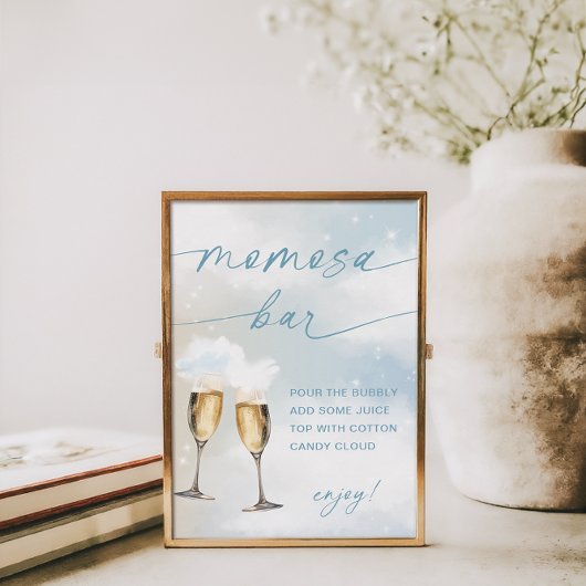 Op Cloud 9 Baby shower Blue Momosa Bar Sign Poster