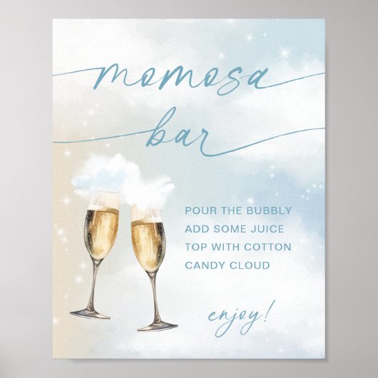 Op Cloud 9 Baby shower Blue Momosa Bar Sign Poster (Voorkant)