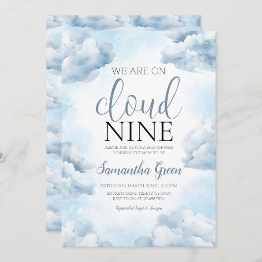 Op Cloud 9-Baby shower Kaart (Voorkant / Achterkant)