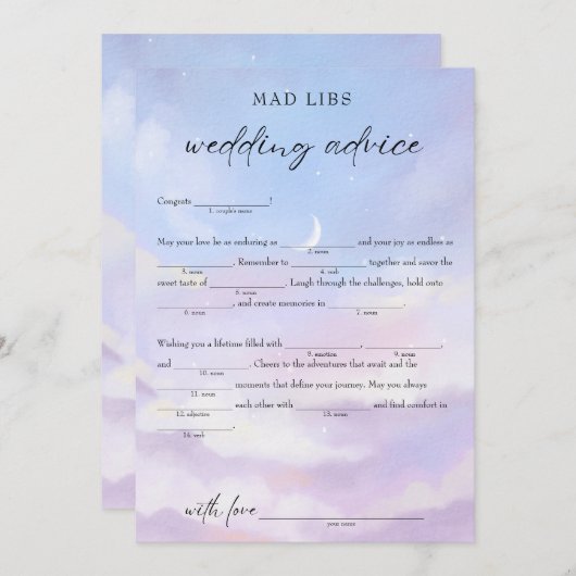 Op Cloud 9 bruiloft advies bruids libs spel Kaart (Voorkant / Achterkant)