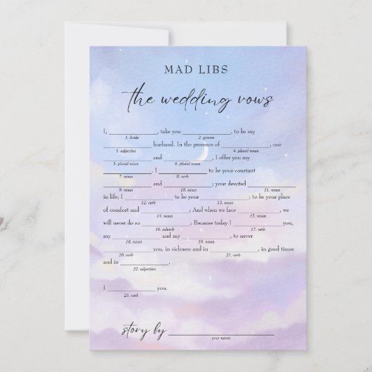 Op Cloud 9 bruiloft geloften bruids libs spel Kaart (Voorkant)