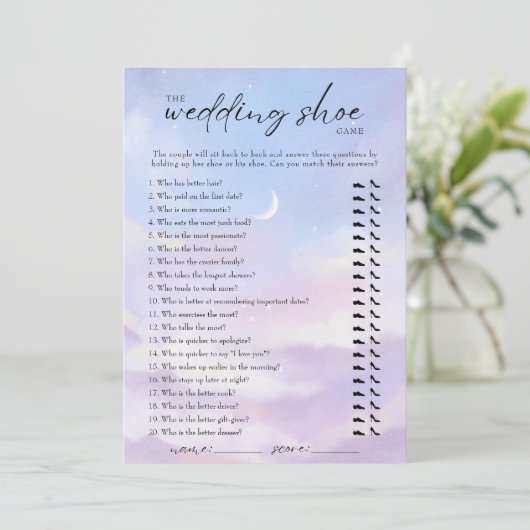 Op Cloud 9 bruiloft schoen spel Kaart (Staand voorkant)