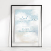 Op Cloud 9 Dreamy Clouds Baby shower Blue Welkom Poster