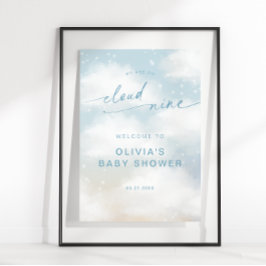 Op Cloud 9 Dreamy Clouds Baby shower Blue Welkom Poster