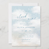 Op Cloud 9 Dreamy Clouds Levendig Blauw Baby showe Kaart (Voorkant)