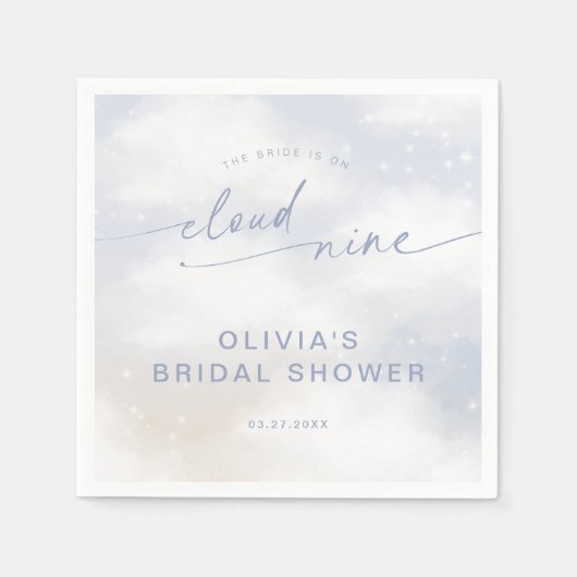Op Cloud 9 Droom Wolken Bruiloft Servet (Voorkant)
