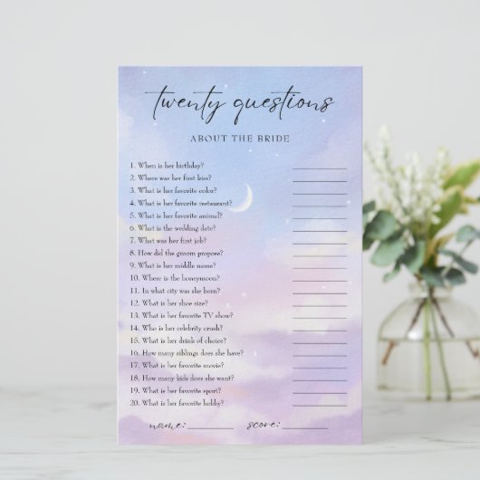 Op Cloud 9 Hoe goed ken je de bruid (Staand voorkant)