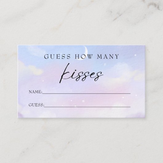 Op Cloud 9 hoeveel kussen Vrijgezellenfeest spel K Visitekaartje (Voorkant)