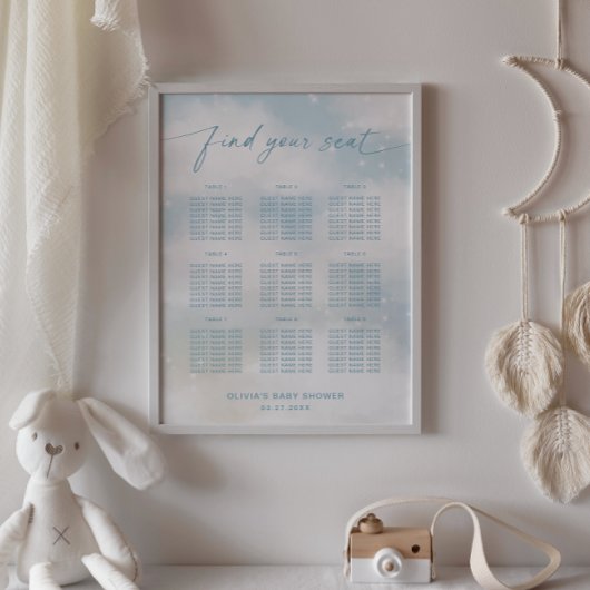 Op Cloud 9 Levendige Blauwe Zitplaatskaart Poster