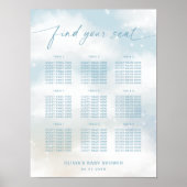 Op Cloud 9 Levendige Blauwe Zitplaatskaart Poster (Voorkant)