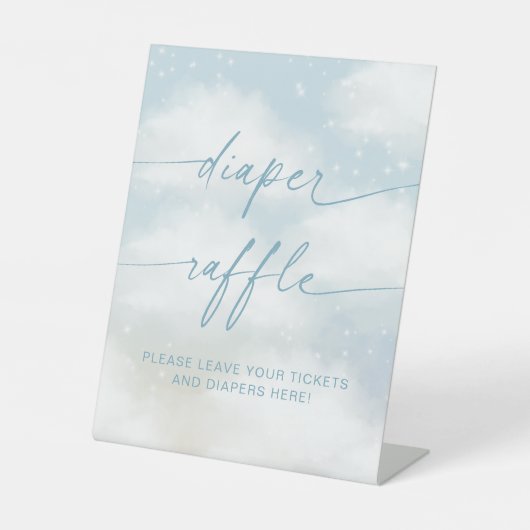 Op Cloud 9 Luier Raffle Levendig Blauw Reclamebord Met Voetstuk (Voorkant)