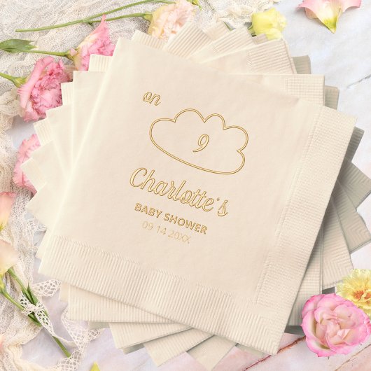 op Cloud 9 Minimalistisch Elegant Baby shower Folie Servetten