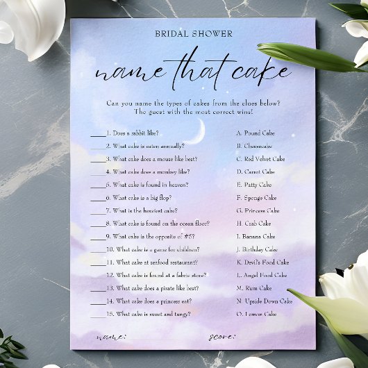 Op Cloud 9 naam die taart Vrijgezellenfeest spel K Kaart