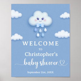 Op Cloud 9 schattig Blue Boy Baby shower welkomstb Poster