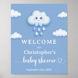 Op Cloud 9 schattig Blue Boy Baby shower welkomstb Poster