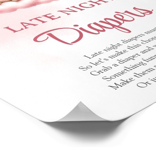 Op Cloud 9 schattig roze late nacht luiers spel te Poster (Hoek)