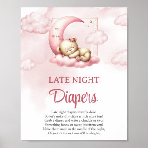 Op Cloud 9 schattig roze late nacht luiers spel te Poster