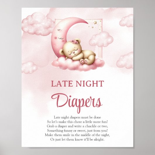 Op Cloud 9 schattig roze late nacht luiers spel te Poster (Voorkant)