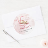 Op Cloud 9 schattig roze meisje Baby shower sticke Ronde Sticker (Envelop)