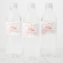 Op Cloud 9 schattig roze meisje Baby shower Waterfles Etiket