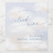 Op Cloud 9 Stof Blauw Lettertype Bruiloft Wijn Etiket (Enkel label)