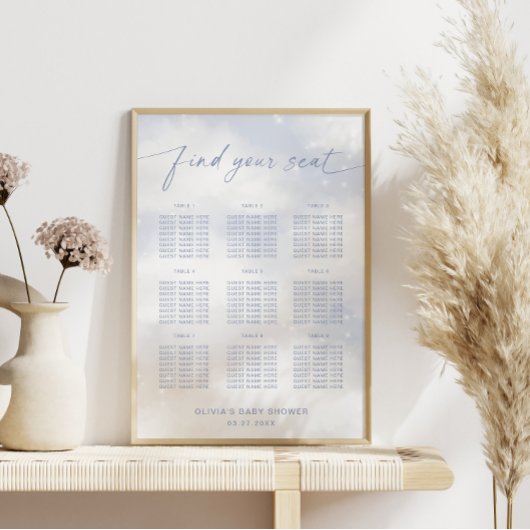 Op Cloud 9 Stof Blauw Stoelenkaart Poster