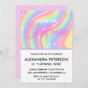 Op Cloud 9 Verjaardag Uitnodiging Magical Pink