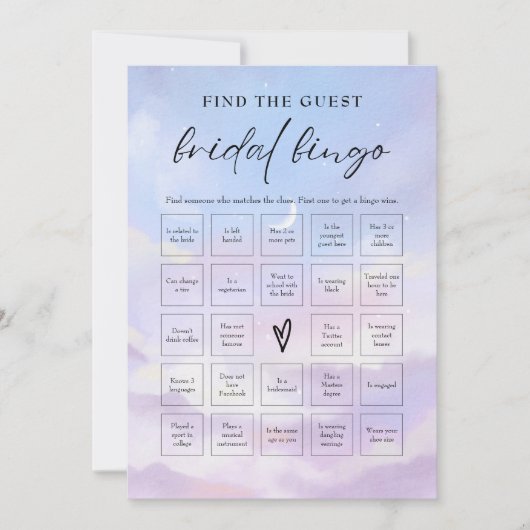 Op Cloud 9 Vind het Guest Vrijgezellenfeest Bingo  Kaart (Voorkant)