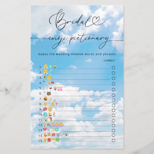 Op Cloud 9 Vrijgezellenfeest Emoji Pictionary Game (Voorkant)