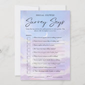 Op Cloud 9 Vrijgezellenfeest Survey zegt Game Kaar Kaart (Voorkant)