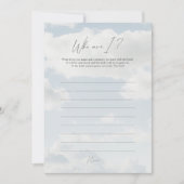 Op Cloud 9 Wie Ben Ik Bruiloft Shower Spelkaarten Kaart (Voorkant)