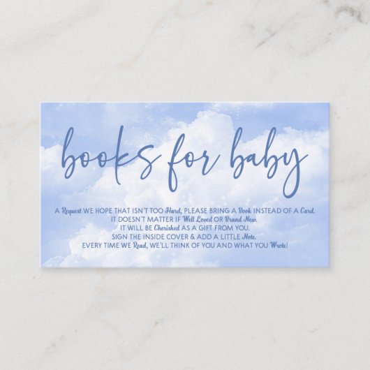 Op Cloud Negen Blauw Baby shower Boeken voor Baby Informatiekaartje (Voorkant)