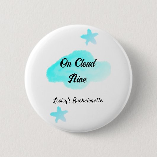 Op Cloud negen pastel blauwe wolken ster vrijgezel Ronde Button 5,7 Cm (Voorkant)