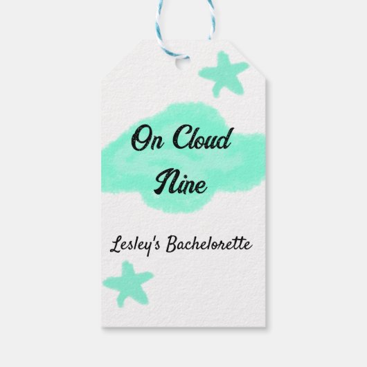Op Cloud negen pastel groene wolken ster bachelore Cadeaulabel (Achterkant)