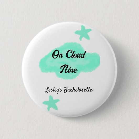 Op Cloud negen pastel groene wolken ster bachelore Ronde Button 5,7 Cm (Voorkant)