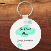 Op Cloud negen pastel groene wolken ster bachelore Sleutelhanger (Achterkant)