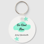 Op Cloud negen pastel groene wolken ster bachelore Sleutelhanger (Achterkant)