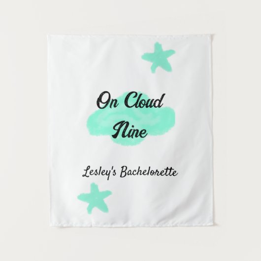 Op Cloud negen pastel groene wolken ster bachelore Wandkleed (Voorkant)