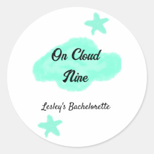 Op Cloud negen pastelgroene wolken ster vrijgezell Ronde Sticker