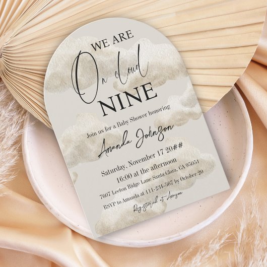 Op Cloud Nine 9 Beige Waterverf Sky Baby shower Kaart