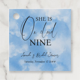 Op Cloud Nine 9 Calligrafie Blauwe Bruiloftsborrel Bedankjes Labels