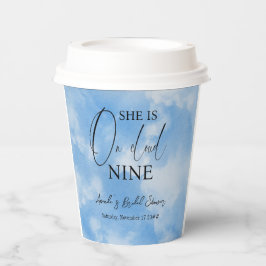 Op Cloud Nine 9 Calligrafie Blauwe Bruiloftsborrel Papieren Bekers