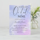 Op Cloud Nine 9 Calligrafie Blue Vrijgezellenfeest Kaart (Staand voorkant)