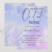 Op Cloud Nine 9 Calligrafie Blue Vrijgezellenfeest Kaart (Voorkant / Achterkant)