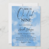 Op Cloud Nine 9 Calligrafie Blue Vrijgezellenfeest Kaart (Voorkant)